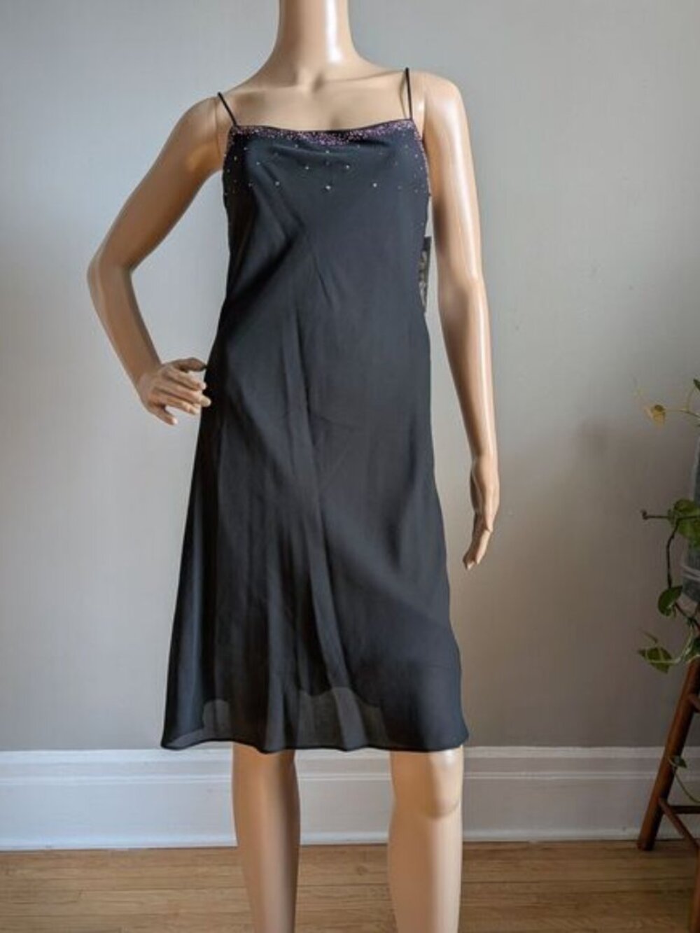 NWT Vintage Y2K Jump Apparel Black Mini Dress Rhinestone Size 5/6